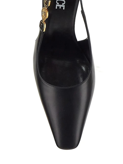 Shop Versace Medusa Plaque Slingback Shoes In Nero