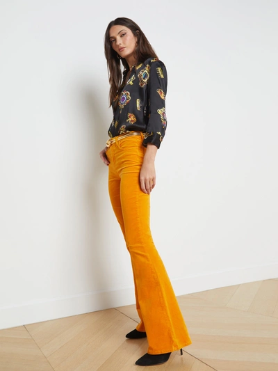 Shop L Agence Marty Velvet Jean In Citrine