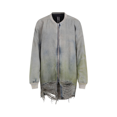 Shop Rick Owens Distressed Effect Bomber Jacket In Green