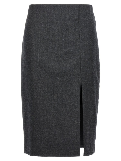Shop Theory Side Slit Pencil Skirt In Grey
