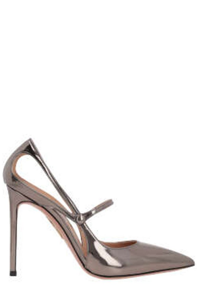 Shop Aquazzura Bovary Pointed Toe Pumps In Silver
