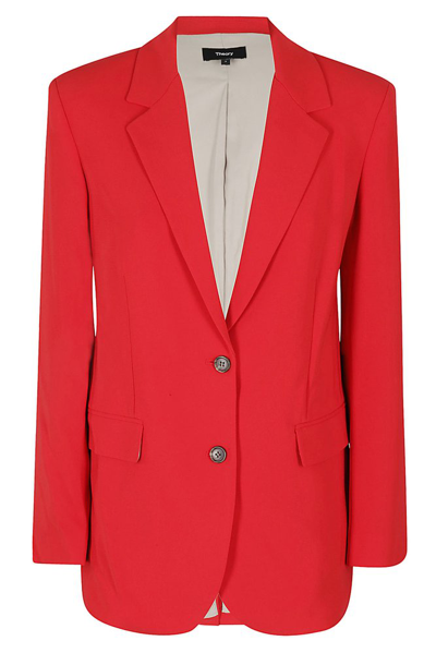 Shop Theory Admiral Crepe Tailored Slim Blazer In Red