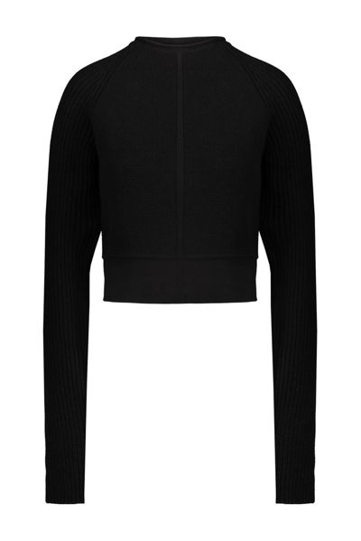 Shop Rick Owens Crewneck Ribbed Knit Sweater In Black