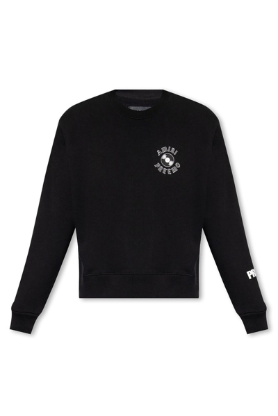 Shop Amiri Logo Printed Crewneck Sweatshirt In Black