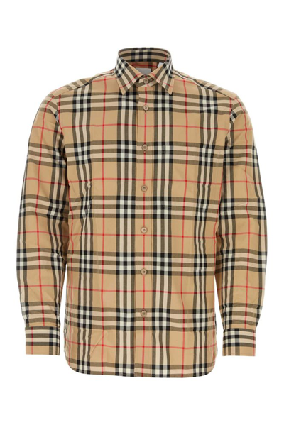 Shop Burberry Long Sleeved Checked Buttoned Shirt In Multi
