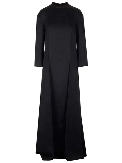 Shop Khaite The Clete Long Sleeved Dress In Black