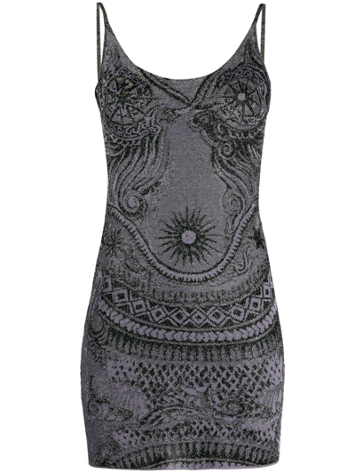 Shop Jean Paul Gaultier Purple Soleil-jacquard Metallic Dress