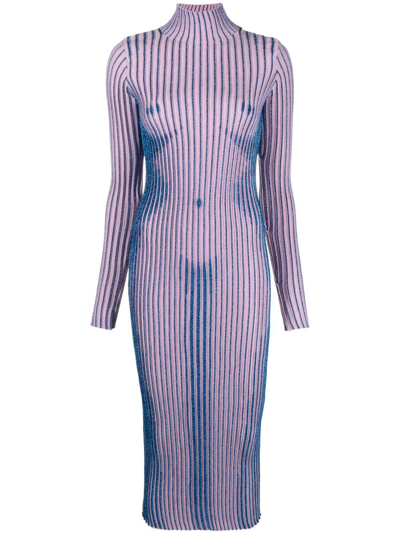 Shop Jean Paul Gaultier Pink Trompe L'oeil Striped Dress