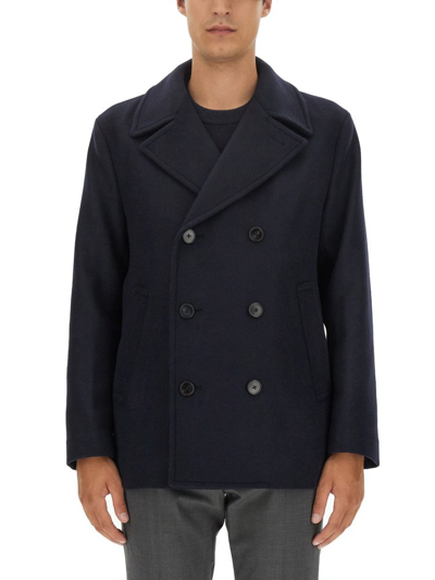 Shop Theory Fredrick Double Breasted Jacket In Navy