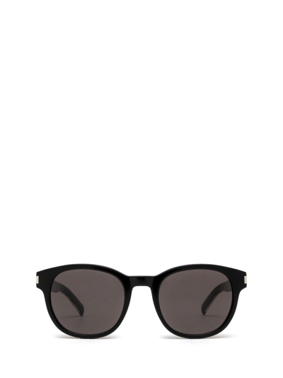 Shop Saint Laurent Eyewear Round Frame Sunlgasses In Black