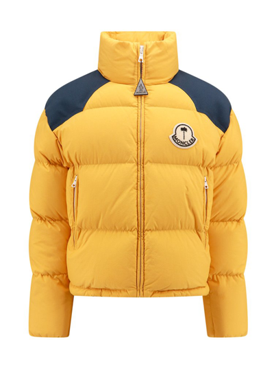 Shop Moncler Genius Moncler X Palm Angels Logo Patch Padded Jacket In Yellow
