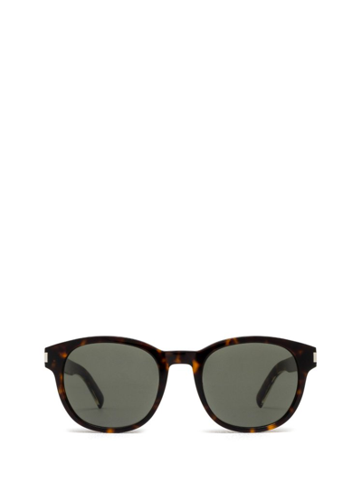 Shop Saint Laurent Eyewear Round Frame Sunlgasses In Brown