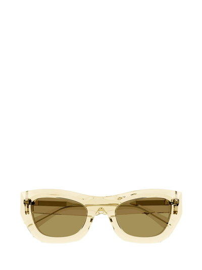 Shop Bottega Veneta Eyewear Cat Eye Frame Sunglasses In Yellow