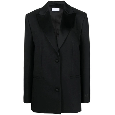 Off-white Single-breasted Tuxedo Blazer In Black