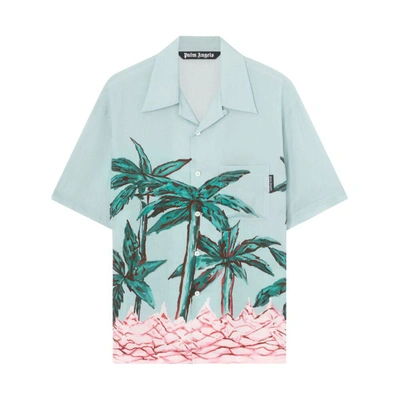 Shop Palm Angels Shirts In Blue/green