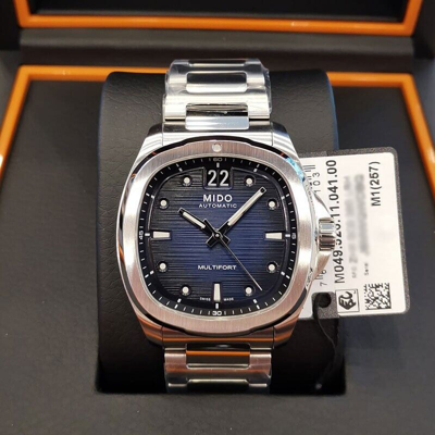 Pre-owned Mido Multifort Tv Big Date Blue Dial Stainless Auto 40mm M049.526.11.041.00