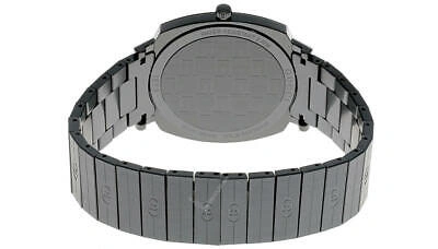 Pre-owned Gucci Grip 38mm Quartz Ss Gg-engraved Grey Dial Unisex Watch Ya157429