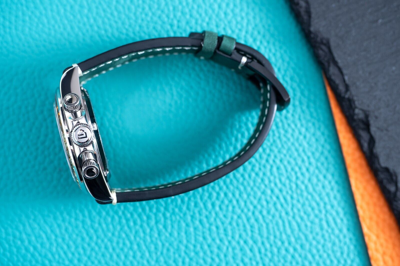 Pre-owned Pagani 40mm Automatic Mechanical Calendar Watch Silver Rainbow Green Suede Leather