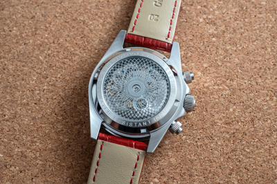 Pre-owned Pagani 40mm Automatic Mechanical Watch Silver Luxury Stones Red Leather Strap Gift