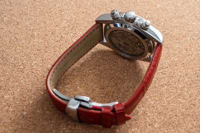 Pre-owned Pagani 40mm Automatic Mechanical Watch Silver Luxury Stones Red Leather Strap Gift