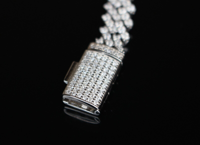 Pre-owned Line 8mm Sterling Silver Cuban Miami Prong 5ct Vvs1 Lab Moissanite Diamonds Ice Out In White/colorless