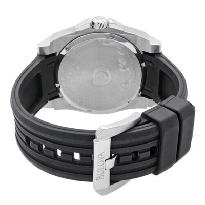 Pre-owned Bulova 96b131 Precisionist Steel Black Silver Dial Rubber Band Quartz Mens Watch