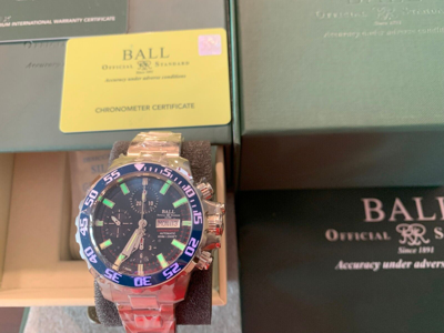 Pre-owned Ball Titanium Ø 42mm Helium Release Crown Hydrocarbon Nedu Dc3226a-s3c-bk Cosc