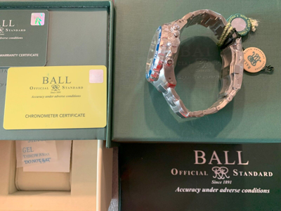 Pre-owned Ball Titanium Ø 42mm Helium Release Crown Hydrocarbon Nedu Dc3226a-s3c-bk Cosc
