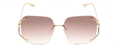 Pre-owned Gucci Gg0646s Womens Oversized Rimless Sunglasses Gold Ivory/brown Gradient 60mm