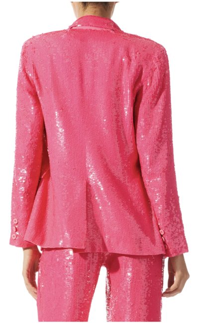 Pre-owned Alice And Olivia Alice + Olivia Macey Wild Pink Sequin Blazer - Retail $795