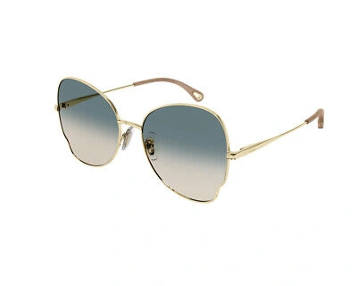 Pre-owned Chloé Sunglasses Ch0094s 003 Gold Green Woman