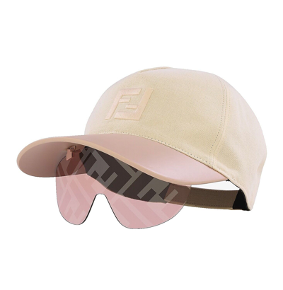 Pre-owned Fendi Eyecap 40022 Pink Baseball Cap Sunglasses Logo Print Unisex Fe40022u