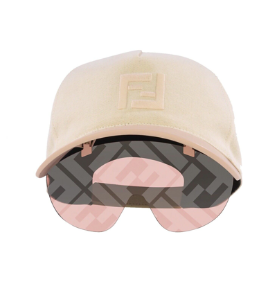 Pre-owned Fendi Eyecap 40022 Pink Baseball Cap Sunglasses Logo Print Unisex Fe40022u