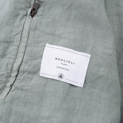Pre-owned Boglioli Desert Green Garment-dyed Unlined Linen Bomber Jacket L (eu 52)