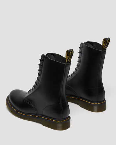 Pre-owned Dr. Martens 1490 Smooth Leather Mid Calf Boots Men's Black 11857001