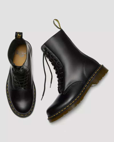 Pre-owned Dr. Martens 1490 Smooth Leather Mid Calf Boots Men's Black 11857001