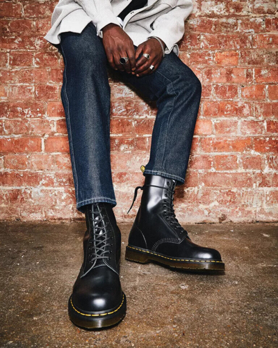 Pre-owned Dr. Martens 1490 Smooth Leather Mid Calf Boots Men's Black 11857001