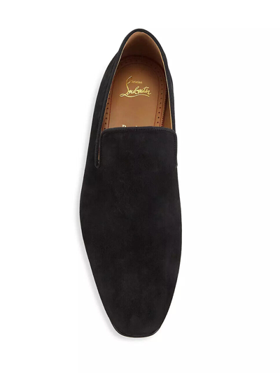 Pre-owned Christian Louboutin Men's Marquees Spiked Suede Loafers - Retail $995 In Black