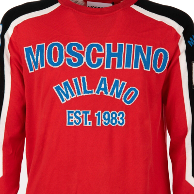 Pre-owned Moschino Couture Cotton Sweatshirt Sweater With Logo Print Red Blue 11508