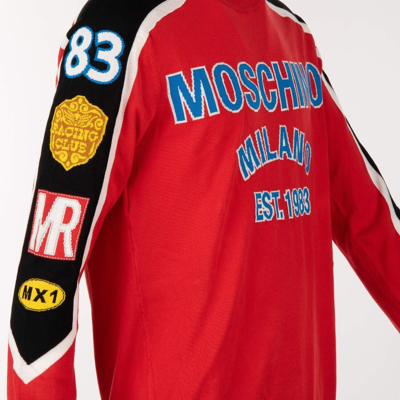 Pre-owned Moschino Couture Cotton Sweatshirt Sweater With Logo Print Red Blue 11508