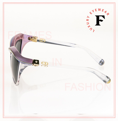 Pre-owned Dior Christian  Demoiselle 1 Crystal Blue Pink Asymmetrical Brown Sunglasses In Wxqy1