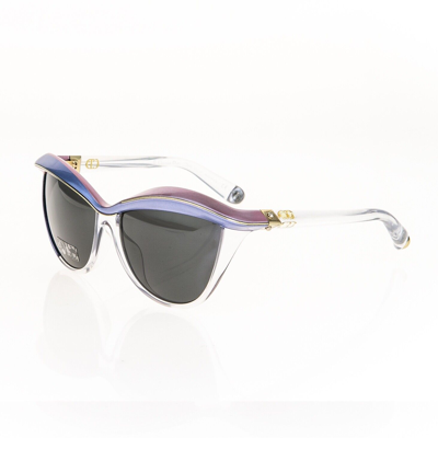 Pre-owned Dior Christian  Demoiselle 1 Crystal Blue Pink Asymmetrical Brown Sunglasses In Wxqy1