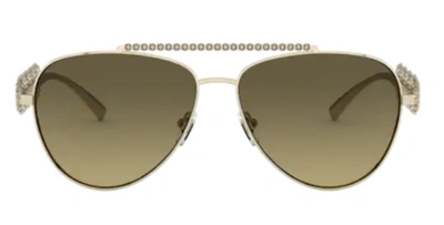 Pre-owned Versace Sunglasses Ve2219b 1252g9 59mm Pale Gold / Brown Gradient Grey Lens