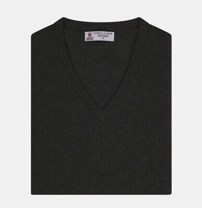 Pre-owned Turnbull & Asser Black Cashmere V-neck Slipover Knlng155 $695