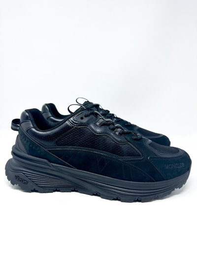 Pre-owned Moncler Men's Lite Runner Leather Sneakers Black 12 Us / 45 Eu $595