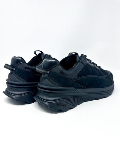Pre-owned Moncler Men's Lite Runner Leather Sneakers Black 12 Us / 45 Eu $595