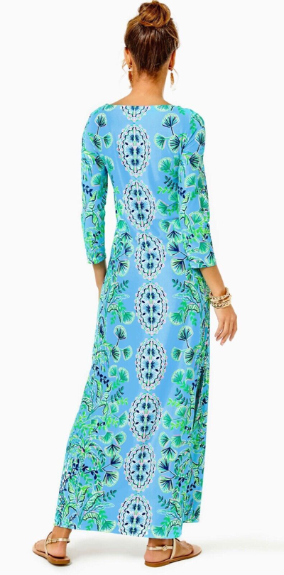 Pre-owned Lilly Pulitzer $298  Seralina Chillylilly Maxi Dress Frenchie Blue Shells S M