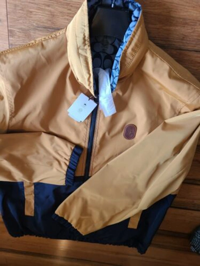 Pre-owned Coach Limited Edition  Logo Zip Reversable Jacket - Xl - Hoodie In Black