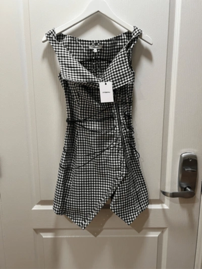 Pre-owned Miaou Black & White Celestial Minidress In Ondine Gingham Size Xxs Nwt$495
