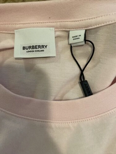 Pre-owned Burberry Women Pink Logo Print Stretch Cotton Oversized T-shirt Size L $440+ Tax